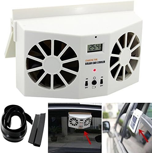 Womail Solar Powered Car Window Air Vent Ventilator, Quiet Strong Mini Air Conditioner Cool Fan, Double Duct and Double motor