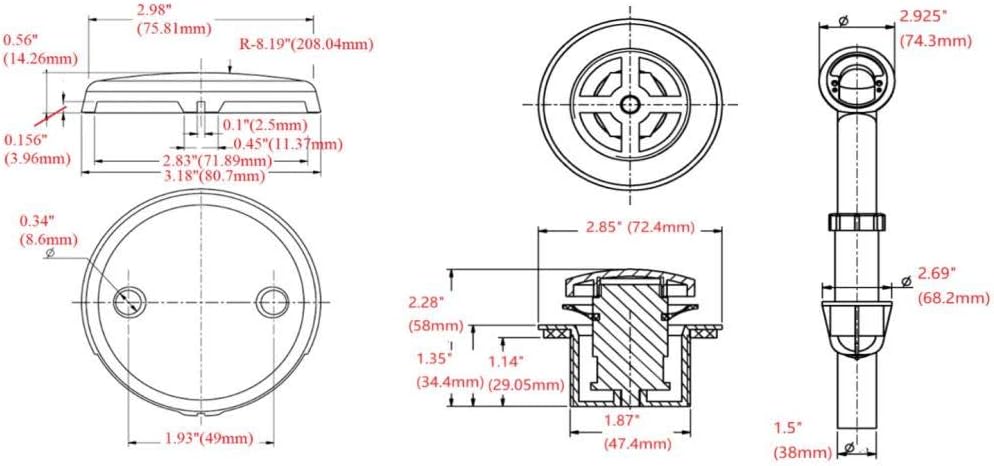 DESIGN HOUSE Parts & Accessories 522714 Toe Tap Bath Drain, Oil Rubbed Bronze - Bathtub Drains - 