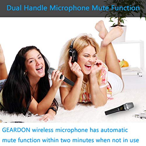 image for GEARDON Rechargeable Dual Wireless Microphone System, 200 Channel UHF 