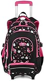 Rolling Backpack for Girls, COOFIT Backpack with Wheeled for Girls Laptop Backpack with Wheeled Roller Backpack