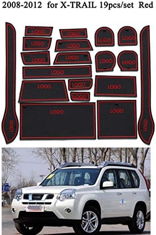 OmkuwlQ 19pcs/Set Dustproof Car Gate Slot Mat Decoration Non-Slip Door Grrove Pad Replacement for Nissan x-Trail 2008-2012