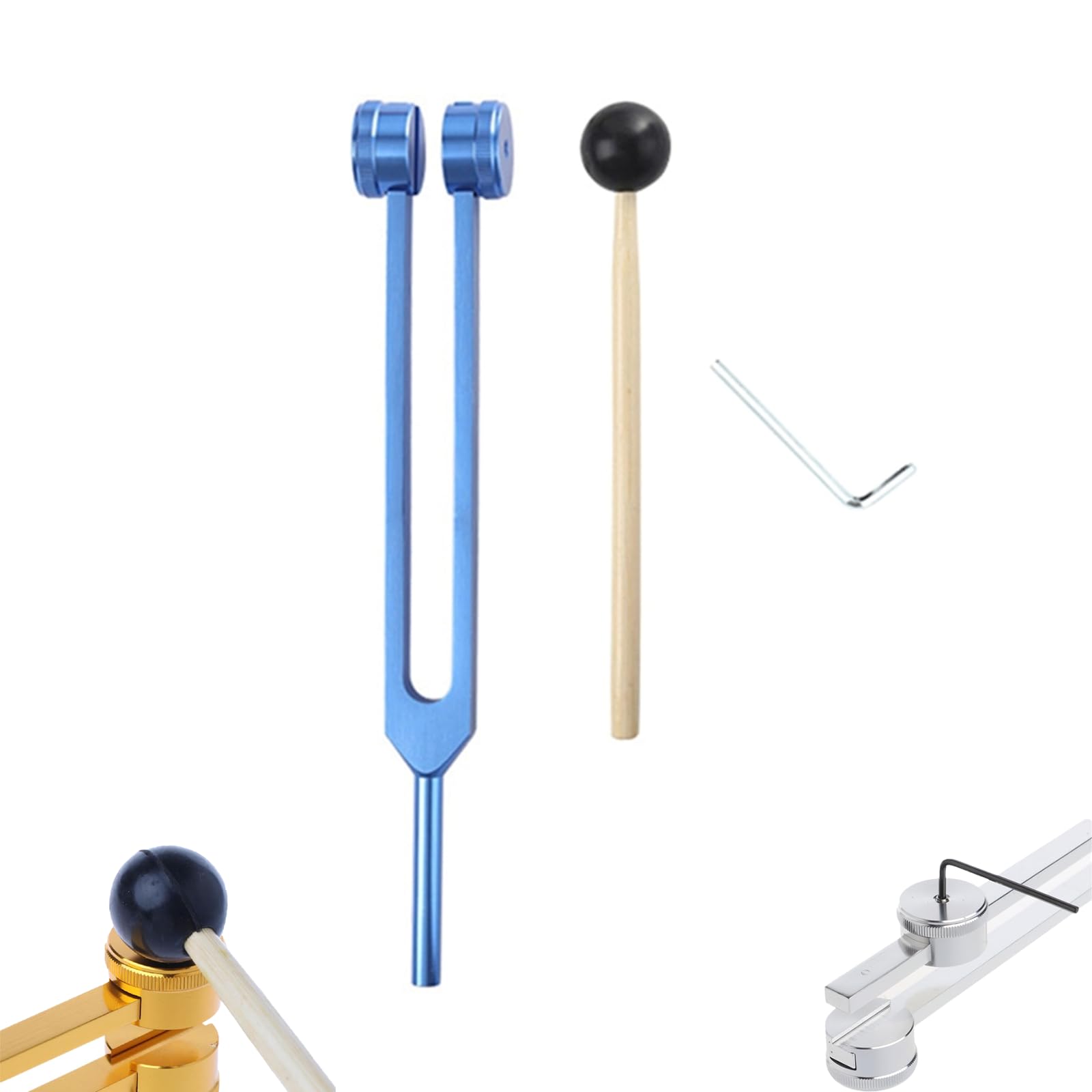 Photo 1 of 128Hz Tuning Forks for Healing with Reflex Hammer Chakras, Stainless Steel Medical Grade Tuning Fork Instrument with Fixed Weights for Sound Therapy