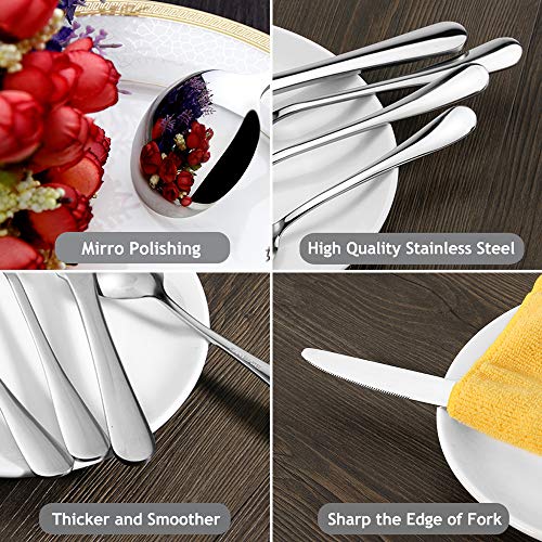 Silverware Set, Blingco 65 PCS Flatware Set, Stainless Steel Cutlery Utensils Service for 12, Kitchen Hotel Restaurant Tableware Set, Icnlude Knife/Fork/Spoon, Mirror Polished, Dishwasher Safe