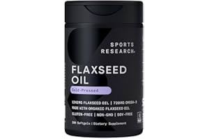 Sports Research Flaxseed Oil Softgels 1242mg - Plant Based Omega 3 Supplement for Women & Men - Non-GMO Verified, Soy & Gluten Free (200 Count)