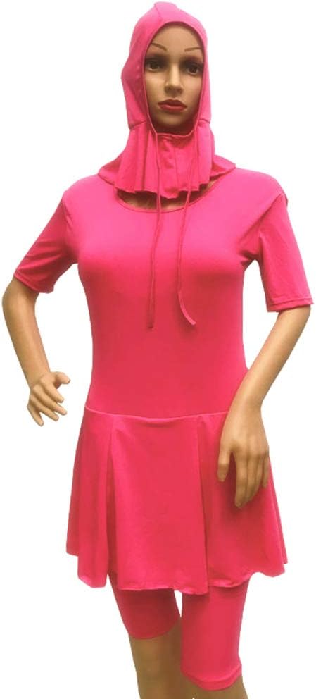 Womens Modest Swimming Costume - Short Sleeve Muslim Islamic Modesty Swimwear Burkini One-Piece Swimsuit with Hijab