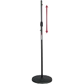 Gator Frameworks 12" Round Base Microphone Stand (GFW-MIC-1200) | Weighted Base, Soft Grip Twist Clutch Height Adjustment, Perfect for Stage or Studio
