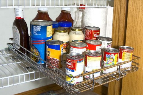 Shelf On Wheels Expandable Chrome Plated Steel Pantry Pull Out