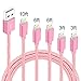 5 Pack (3ft,3ft,6ft,6ft,10ft) Nylon Braided Charging Cord Charger Compatible with PhoneX/8/8Plus 7/7 Plus/6s/6s Plus/6/6 Plus/5s/55se,Pad,Pod-Rose1