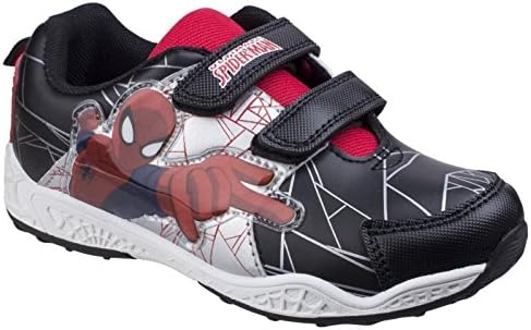 Leomil Spiderman Childrens Boys Trainers (9.5 US Junior) (Black/Silver/Red)
