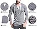 MODCHOK Men's Long Sleeve Printed Hoodie Shirts Polyester V Neck Button Tee Tops Light Gray S
