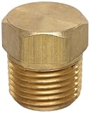Anderson Metals 56121 Brass Pipe Fitting, Cored Hex Head Plug, 3/8" NPT Male Pipe