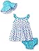 Gerber Baby Girls 3-Piece Sundress, Diaper Cover and Hat Set, blue flowers, 6-9 Months