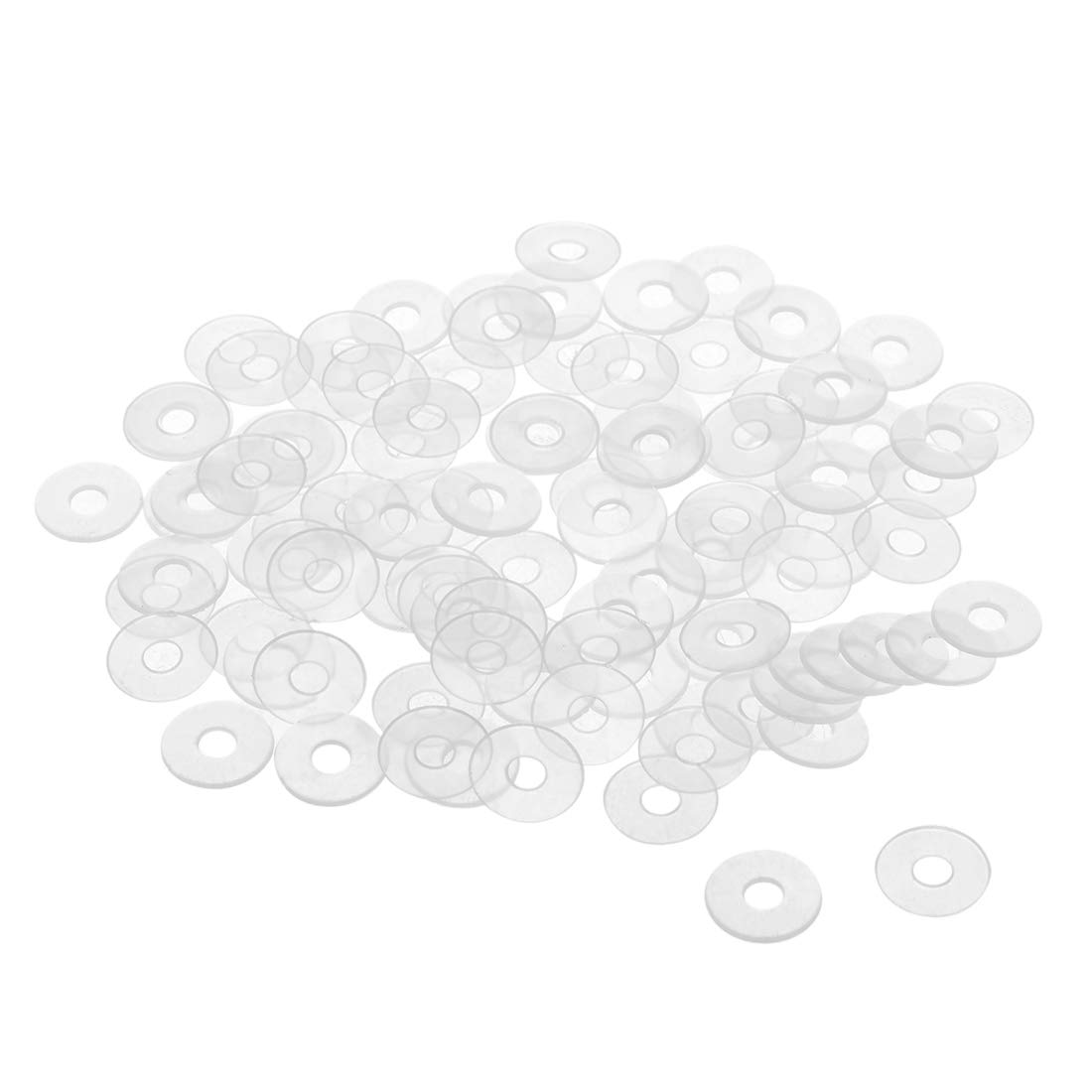 sourcing map Nylon Flat Washers M4 13mm OD 4mm ID 1mm Thickness Sealing Gasket for Faucet Pipe Water Hose, Clear, Pack of 300