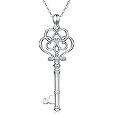 YAFEINI Key Necklace 925 Sterling Silver Retro Vintage Key Jewelry Gifts for Women Girls