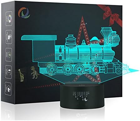 Train 3D LED Optical Illusion Lamps, Rquite 7 Color Change Touch Switch Art Sculpture Lights LED Desk Table Night Light Awesome Gift