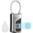 Fingerprint Lock with Key Backup, Smart keyless Waterproof Fingerprint Padlock Ideal for Gym, Door, Suitcase, Luggage Backpack, Bike, Office