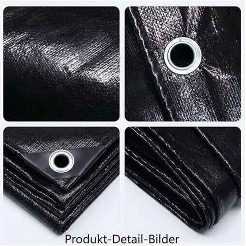 4 x 5 m Tarpaulin Waterproof and Resistant Polyethylene 130 g/m² – Black – Anti-UV and Frost Resistant – with Reinforced Metal Eyelets – Multipurpose for Garden, Camping, Furniture, Cars