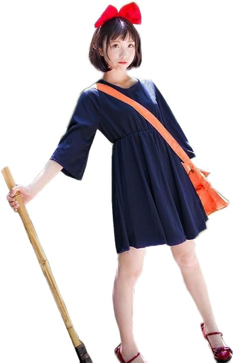 Amazon 魔女 コスプレ キキ風 魔女っ娘ワンピ コスプレ ワンピース コスチューム 衣装 レディース カチューシャ付き ハロウィン イベント 文化祭 フリーサイズ コスプレ 仮装 通販