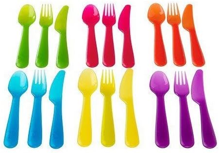 Knife Spoon Fork for Children Colorful 18 Piece Cutlery Set Bar Kitchen Dining Storage Flatware