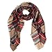 Bess Bridal Women's Plaid Blanket Winter Scarf Warm Cozy Tartan Wrap Oversized Shawl Cape