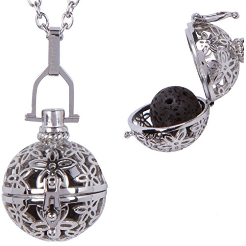 Diffusing Essentials Premium Flower 316l Stainless Steel Lava Stone Aromatherapy Pendant Locket Essential Oil Diffuser Necklace