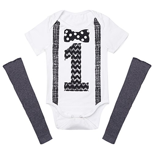 Iefiel Infant Baby Boy 1st Birthday Outfit Bow Tie Suspenders
