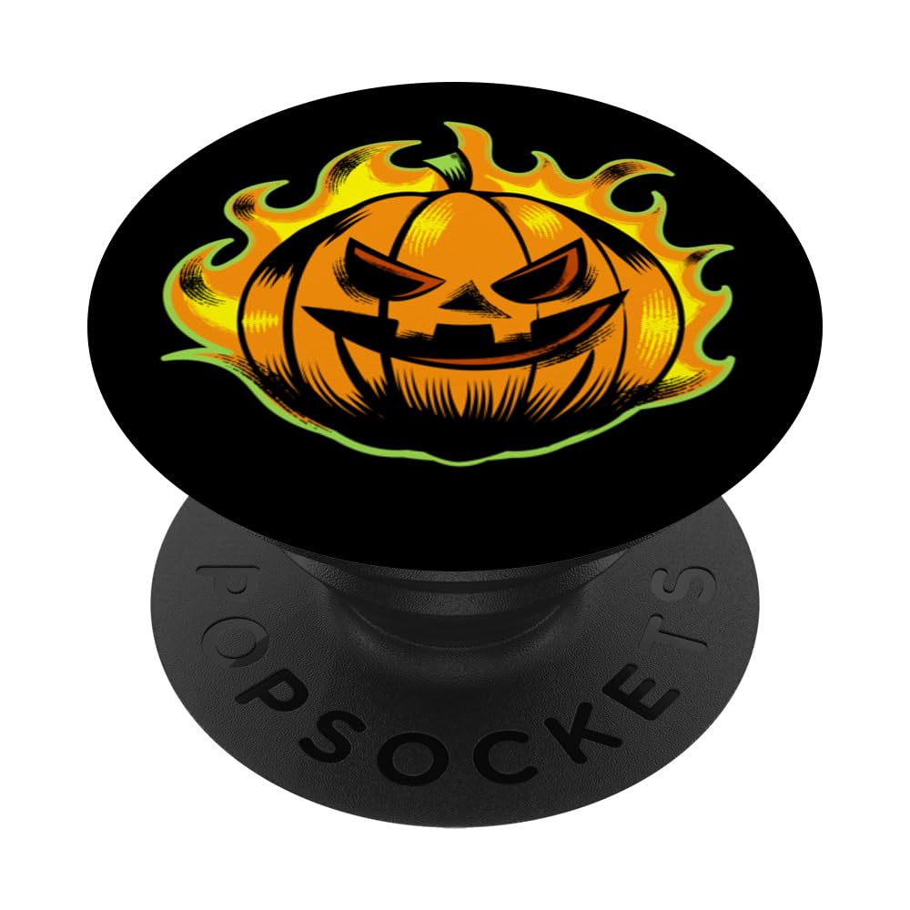 Flaming Pumpkin Pop Socket Pumpkin Pop Sockets Halloween PopSockets Swappable PopGrip