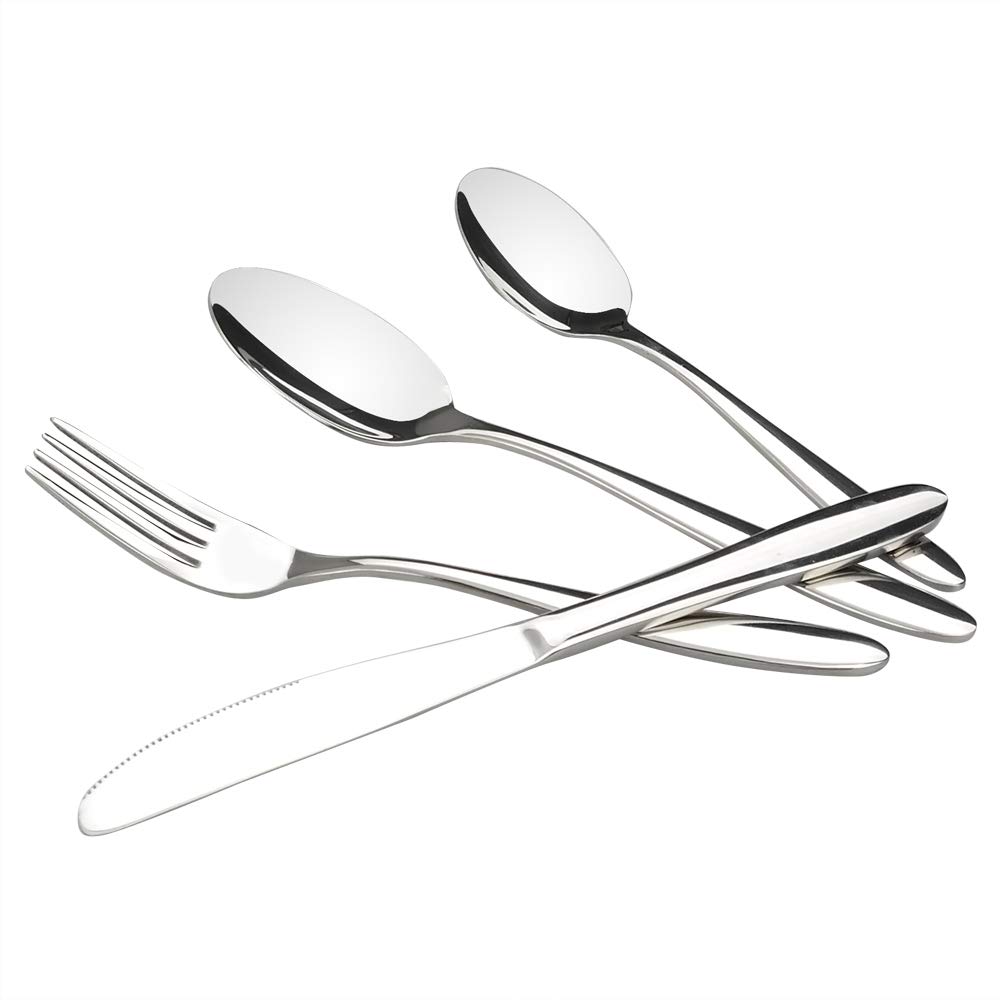 Ponpong 18/10 Stainless Steel Flatware Set, Cutlery Set, Forks Knives Spoons Set, 48 Pcs for 12 People