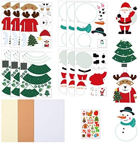 LIHAO Make A Christmas Tree / Snowman / Santa Claus / Reindeer Sticker Sheets, Kids Christmas Sticker Party Favor - 12 Sheets Stickers