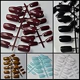 M Series Long Square Candy Nails Lady Flase Nails Acrylic Tips Kit 24pcs with Glue Sticker