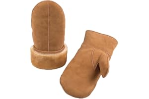 Zavelio Men's Premium Genuine Sheepskin Shearling Mittens – Warm Winter Gloves