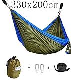 CUTEQUEEN TRADING Double Nest Ultralight Portable Outfitters Parachute Nylon Fabric Hammock For Travel Camping,Backpacking,Kayaking,Color: olive/blue