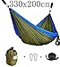 CUTEQUEEN TRADING Double Nest Ultralight Portable Outfitters Parachute Nylon Fabric Hammock For Travel Camping,Backpacking,Kayaking,Color: olive/blue