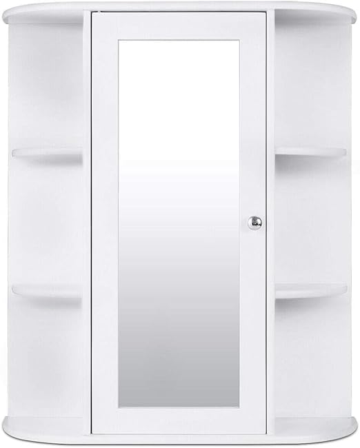 Amazon Com Jf World Bathroom Cabinet Single Door Shelves Wall Mount Cabinet Kitchen Dining