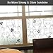Decorative Window Film,Black Flower Static Cling Privacy Door Film, Non Adhesive Heat Control Anti UV Window Cling for Office and Home,17.5 inches by 78.7 inches