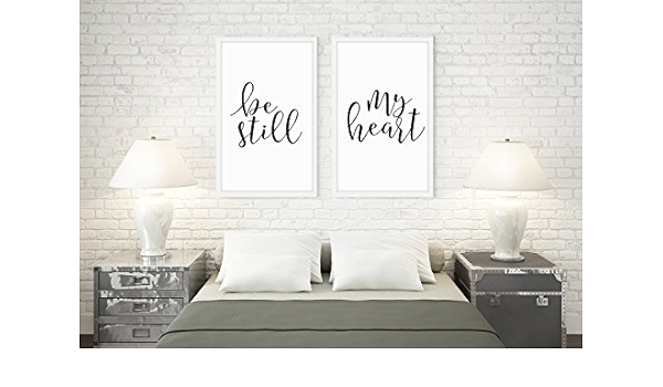 Amazon Com Specsdecorco Be Still My Heart Artwork Set Of 2 Prints Minimalist Decor Above The Bed Art Bedroom Decor Home Decor Modern Artwork Wedding Gift Large Artwork Frames Not Included 9 X 12 Inches Posters Prints