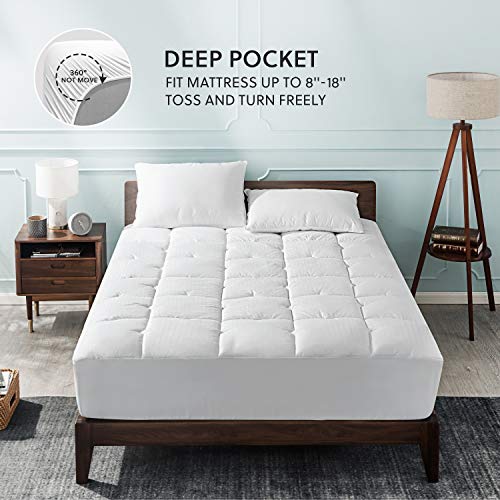 Bedsure Cotton Mattress Pad, Upgraded Thick Breathable Quilted Fitted
