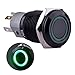 Ulincos® Momentary Push Button Switch U16F1 1NO1NC Black Metal Shell with Green LED Ring Suitable for 16mm 5/8