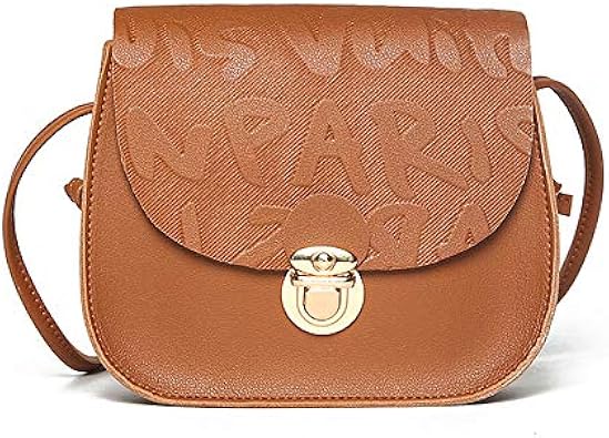 Amazon Folimmy レディース 斜めがけバッグ 本革 カバン レザー スマホポーチ 女の子 ミニ ショルダーバッグ 携帯ポーチ 英字プリント オシャレ ポシェット 全５色 ブラウン ショルダーバッグ