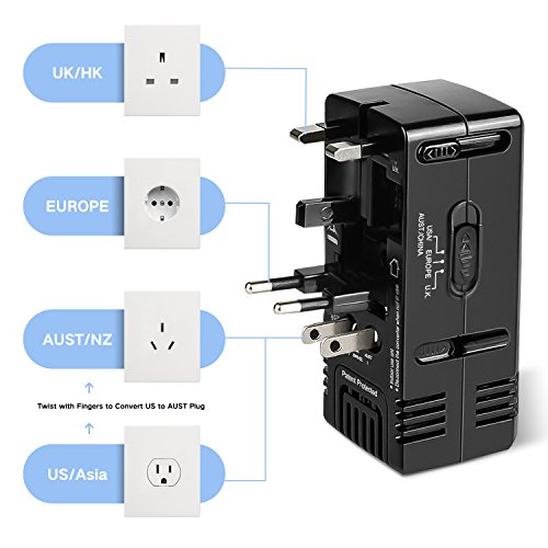 TryAce 1875W Universal Travel Adapter and Converter Combo 240V to 110V international Voltage Converter for Hair Dryer, All in One Plug 8A Max Adapter Wall Charger for UK/AU/US/EU 150+ Countries