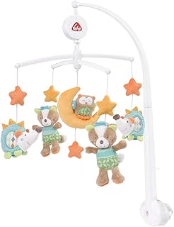 Fehn 071214 Musik-Mobile Forest – Spieluhr-Mobile mit niedlichen Bewohnern des Waldes zum Lauschen & Staunen – Zum Befestigen am Bett für Babys von 0-5 Monaten – Höhe: 65 cm, ø 40 cm