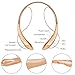 Bluetooth Headphones Rymemo Newest Design Wireless Headset Music Earphones Stereo Earbuds Sports/running Magnetic Neckband Style Shine Like Diamond Surface for Cellphone, Gold