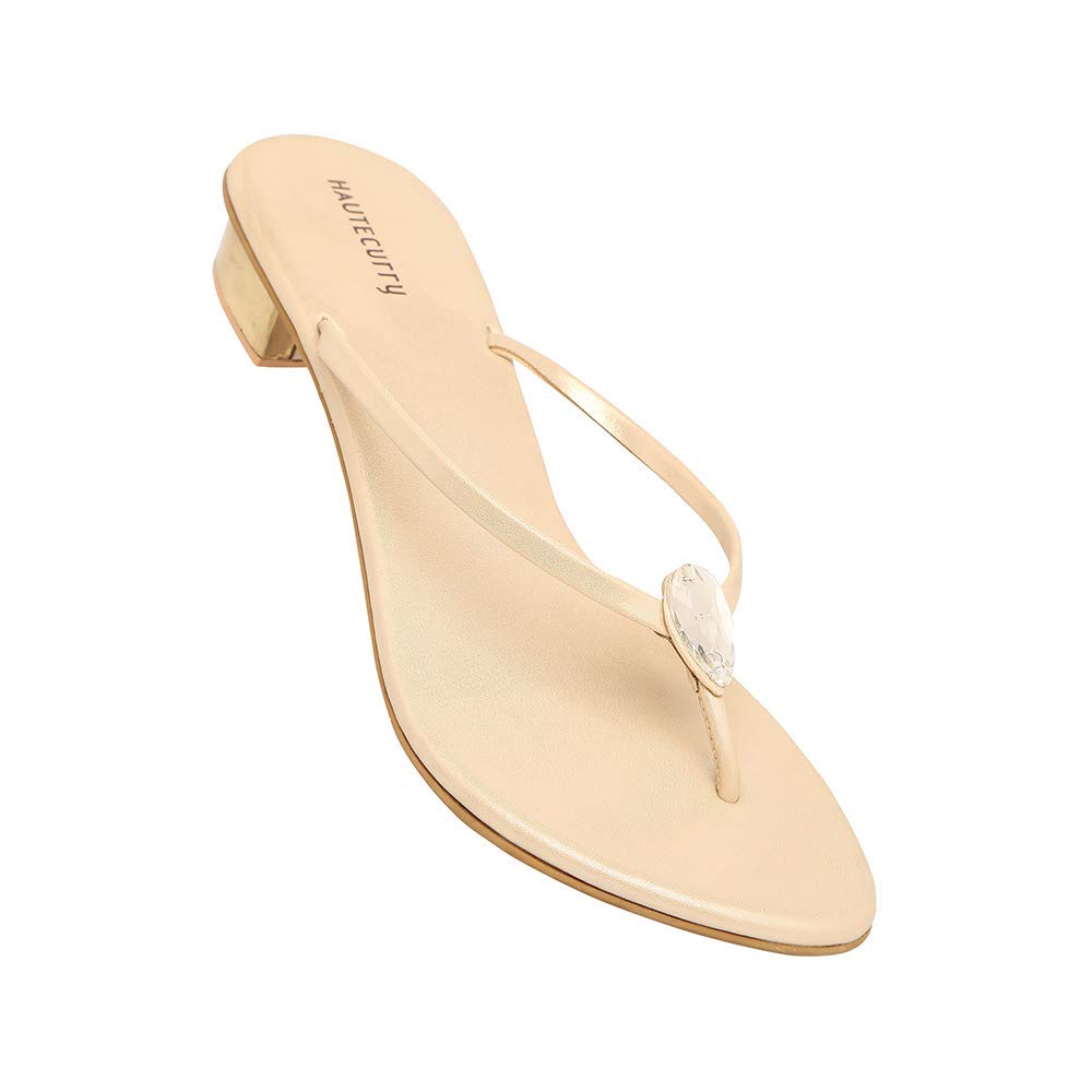 Buy Haute Curry Womens Casual Wear Slipon Heels_Gold_41 at