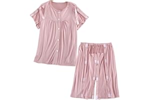 LAROTSUBA Bedridden Patient Clothing,Unisex Summer Short Fracture Suit,Disability Clothing with Fully Open on Both Sides,Post Surgery Tear Away Tops and Shorts Set(Woman,Pink,XXL)