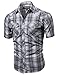 Western Casual Button Down Shirt White Gray Size M