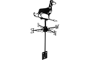 DEARMAMY Dachshund Metal Weather Vane with Roof Mount Outdoor Wind Direction Indicator for Garden Shed Patio