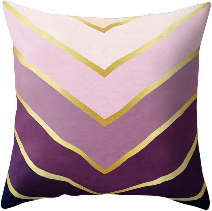 Watopi Rose Gold Foil Pillowcase,Marble Geometric Pattern Cushion Cover Throw Scatter Pillow Cover,45x45 cm 1PC Square,for Couch Sofa Home Décor