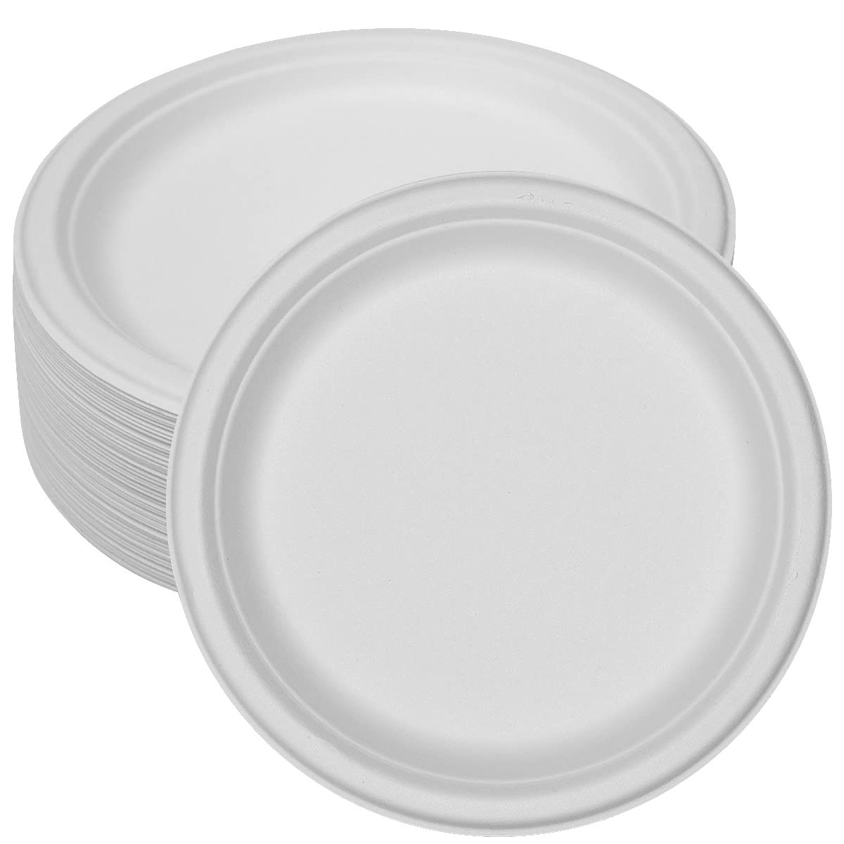 A&K Iternational 7, 9 & 10 inch Sugarcane Bagasse Paper Plates [50/100 Pack] Heavy-Duty Paper Plate,Eco-Friendly Paper Plates-Disposable Plates- Biodegradable Plate (9 inch-50 Pack)