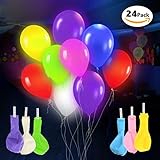 LED Light Up Balloons - 24 Pack - Mixed Colors - Premium Party Lights - Ideal for Parties, Birthdays and Wedding Decorations - Lasts 8-24 Hours - Fillable with Helium, Air, or Water - by DG Sports