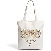 Henhesaha Inspirational Christian Gifts Canvas Tote Bag for Women Girls Christmas Friendship Birthday Grocery Bags
